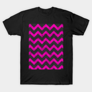 Hot pink black retro chevron pattern lines T-Shirt